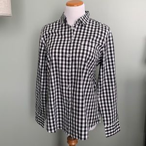 NWT J.CREW size L black and white Buffalo plaid long sleeve oxford